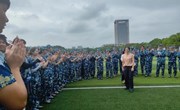 领导慰问传温情，军训学子扬斗志 ——航音学院领导慰问大一新生军训